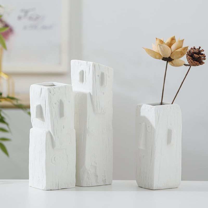 Domande e risposte per Set di 3 vasi da fiori in ceramica astratta bianca moderna con testa umana, decorazione artistica