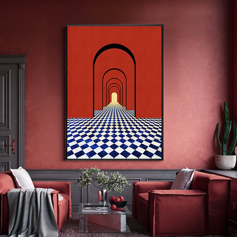 Questions and Answers for Modern 3D Abstract Arch Wall Decor Geometric Canvas Painting Art with Frame Living Room