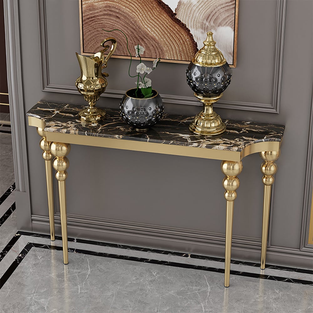 Customer Reviews for 1200mm Black Narrow Console Table Faux Marble Entryway Table Stainless Steel Legs