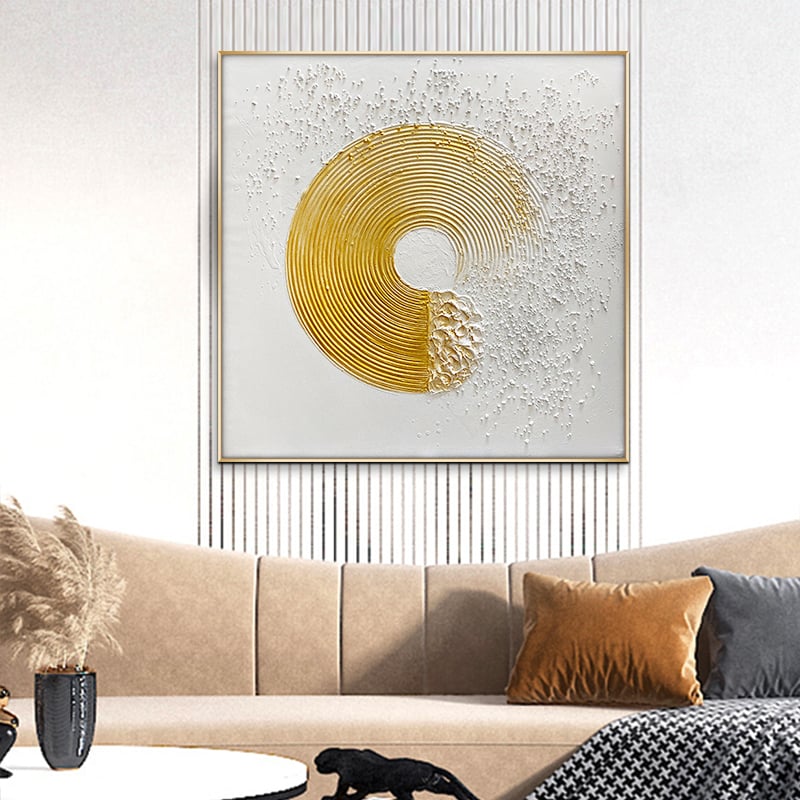 Questions and Answers for 3D Modern White Gold Wall Decor Art Textured Canvas Oil Painting with Frame Living Room