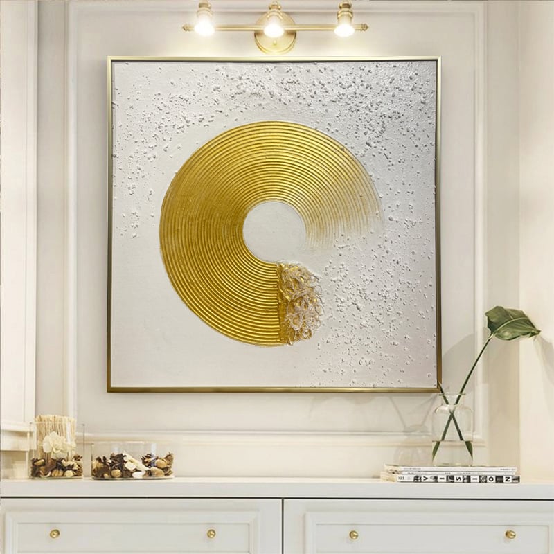 Questions and Answers for 3D Modern White Gold Wall Decor Art Textured Canvas Oil Painting with Frame Living Room