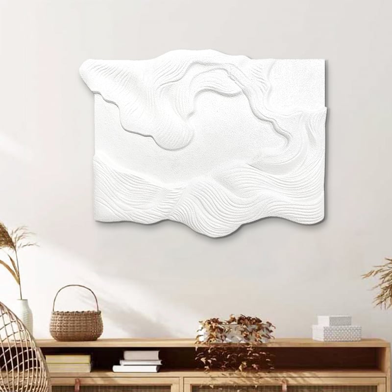 Questions and Answers for 3D White Sea Waves Texture Painting Art Modern Abstract Ocean Wall Decor Living Room