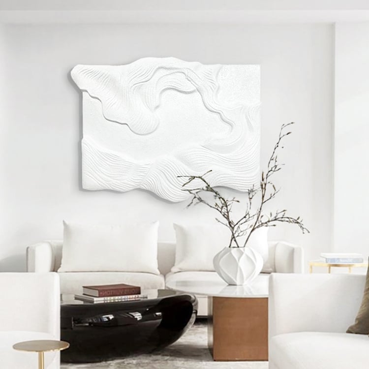 Questions and Answers for 3D White Sea Waves Texture Painting Art Modern Abstract Ocean Wall Decor Living Room