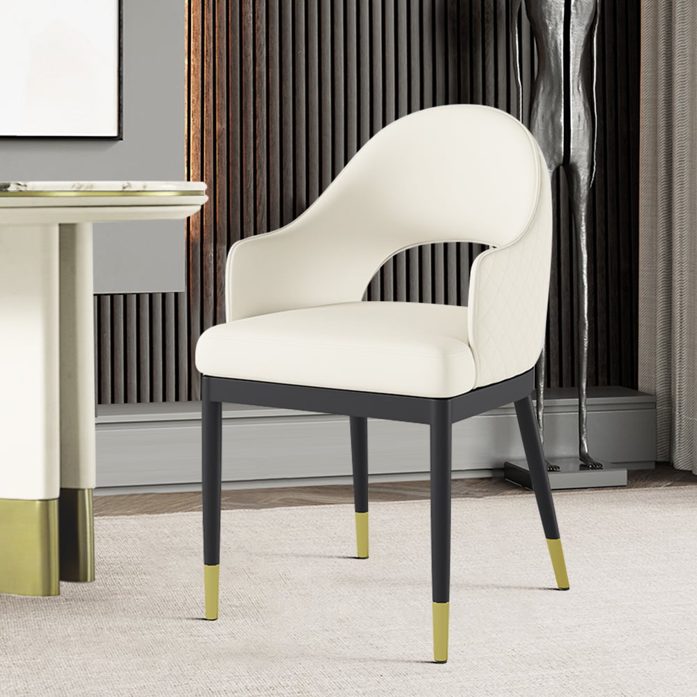 Questions and Answers for Modern White Upholstered Dining Chair (Set of 2) PU Leather Open Back Arm Chair