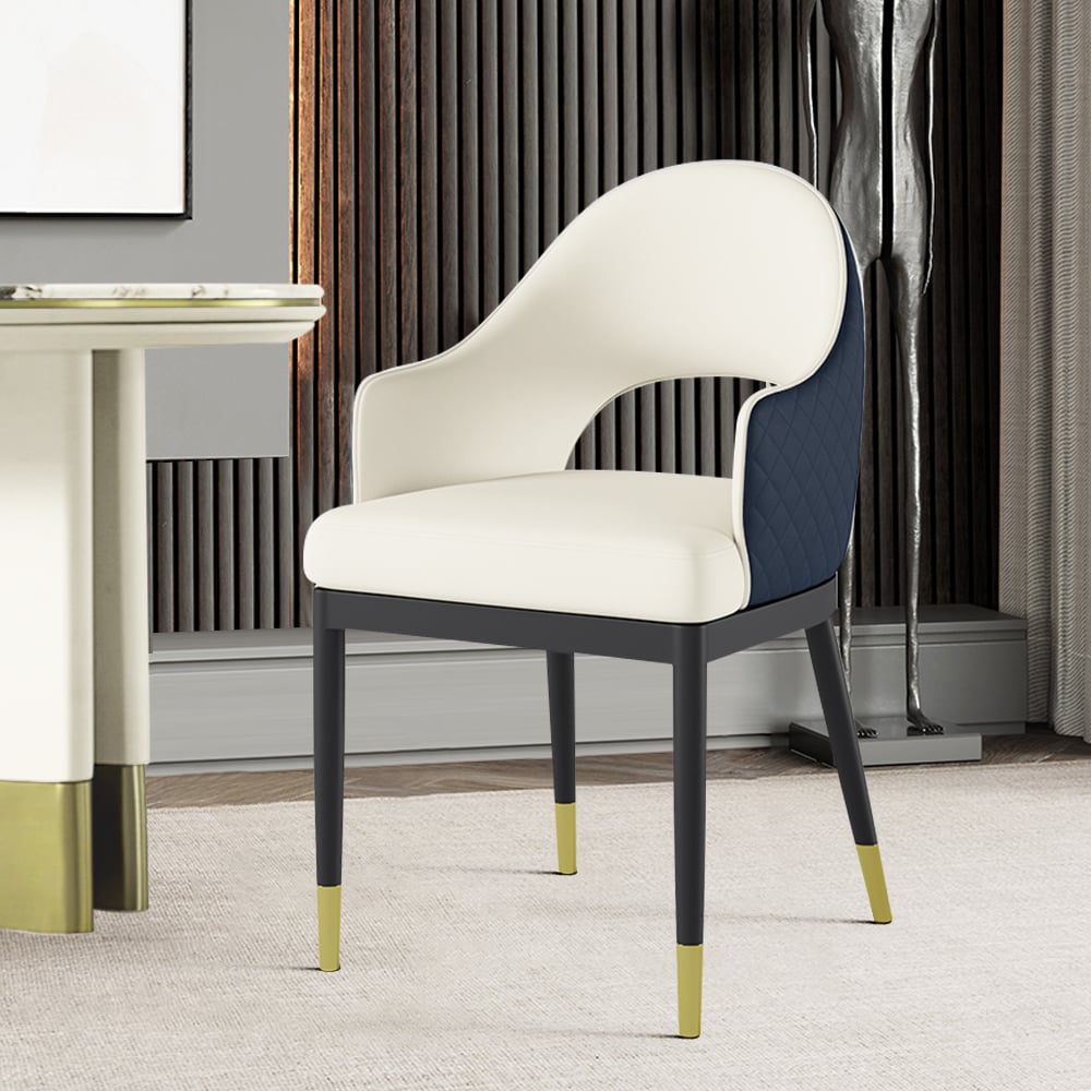 Customer Reviews for Modern White & Blue Upholstered Dining Chair Open Back Arm Chair (Set of 2)