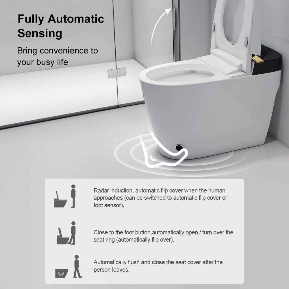 Questions and Answers for Automatic Smart Bidet Toilet with UV Sterilization Lamp Function White 1.28 GPF