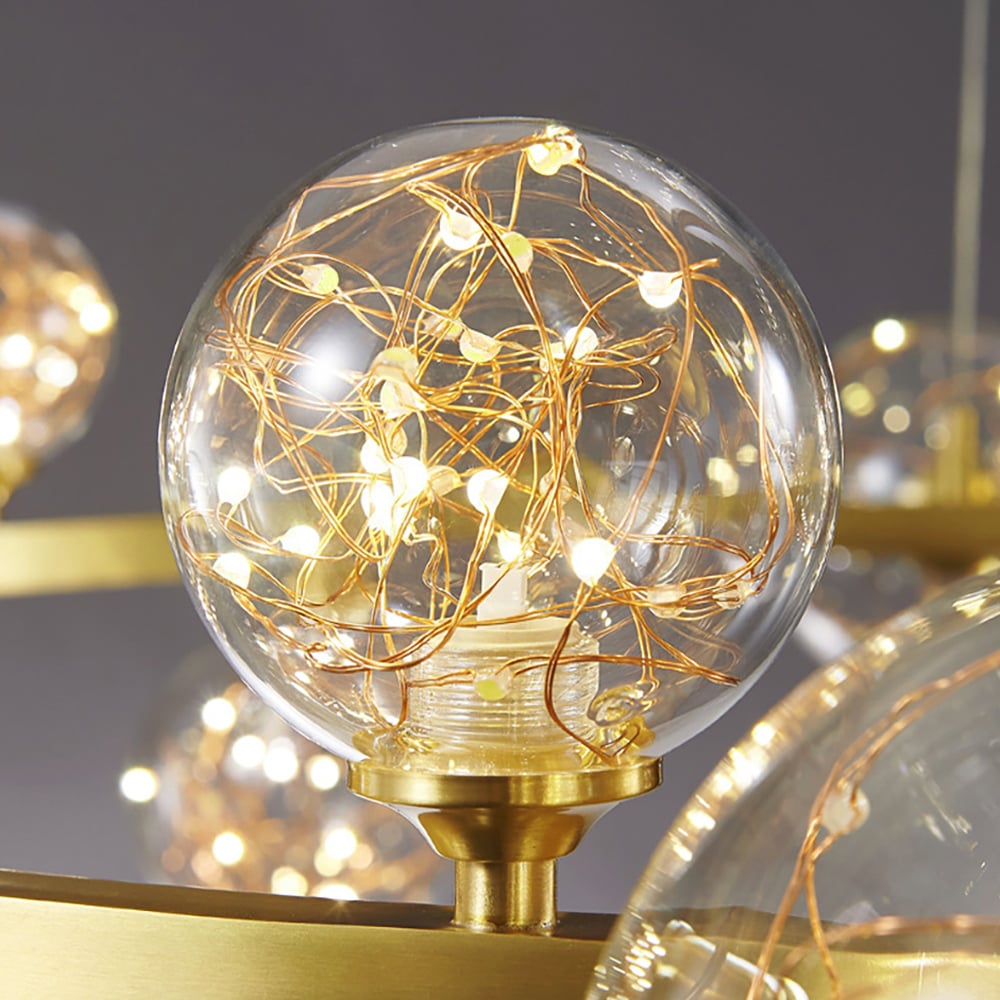 Customer Reviews for Miglobe Gold 12-Light Glass Globe LED Chandelier with Adjustable Cable