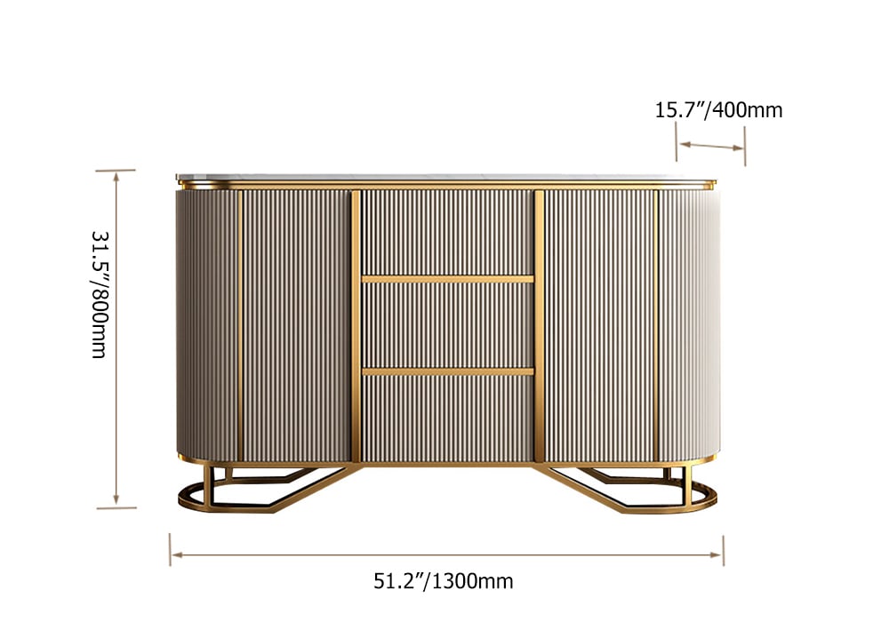 Modern Buffet Faux Marble Top Modern Sideboard with Stainless Steel Base weights dimensions image