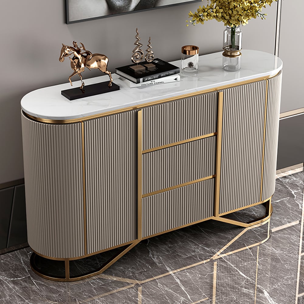 Customer Reviews for Modern Buffet Faux Marble Top Modern Sideboard with Stainless Steel Base