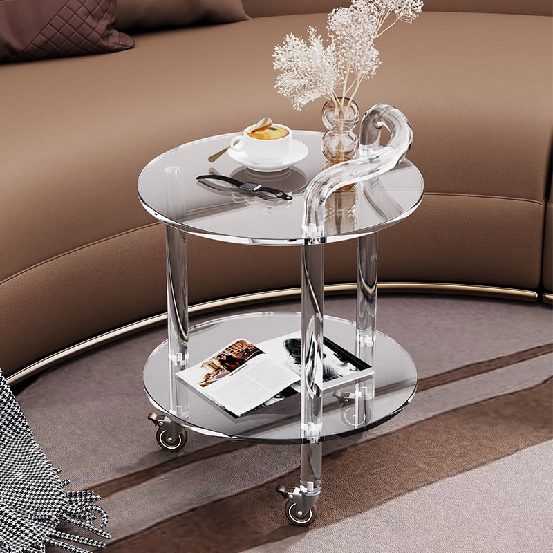 Questions et Réponses pour Chariot de Service Roulant Moderne en Acrylique Transparent avec 2 Niveaux et Poignée