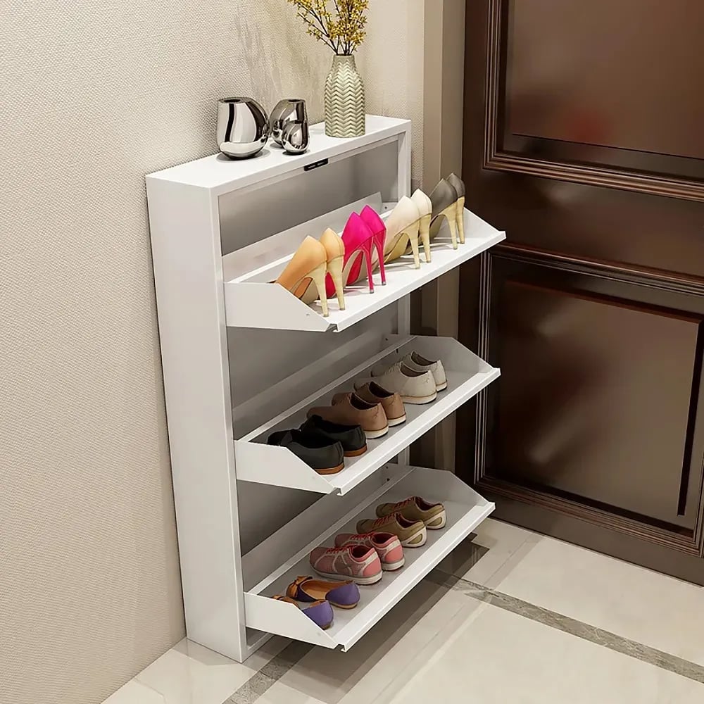Customer Reviews for White Narrow Shoe Storage Cabinet Wall Mounted in Large