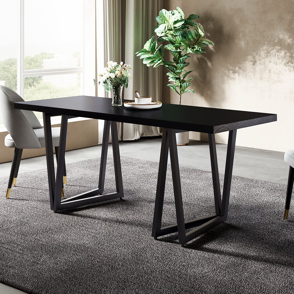 Questions and Answers for 63" Industry Style Reangular Wood Dining Table Seats 4-6 People