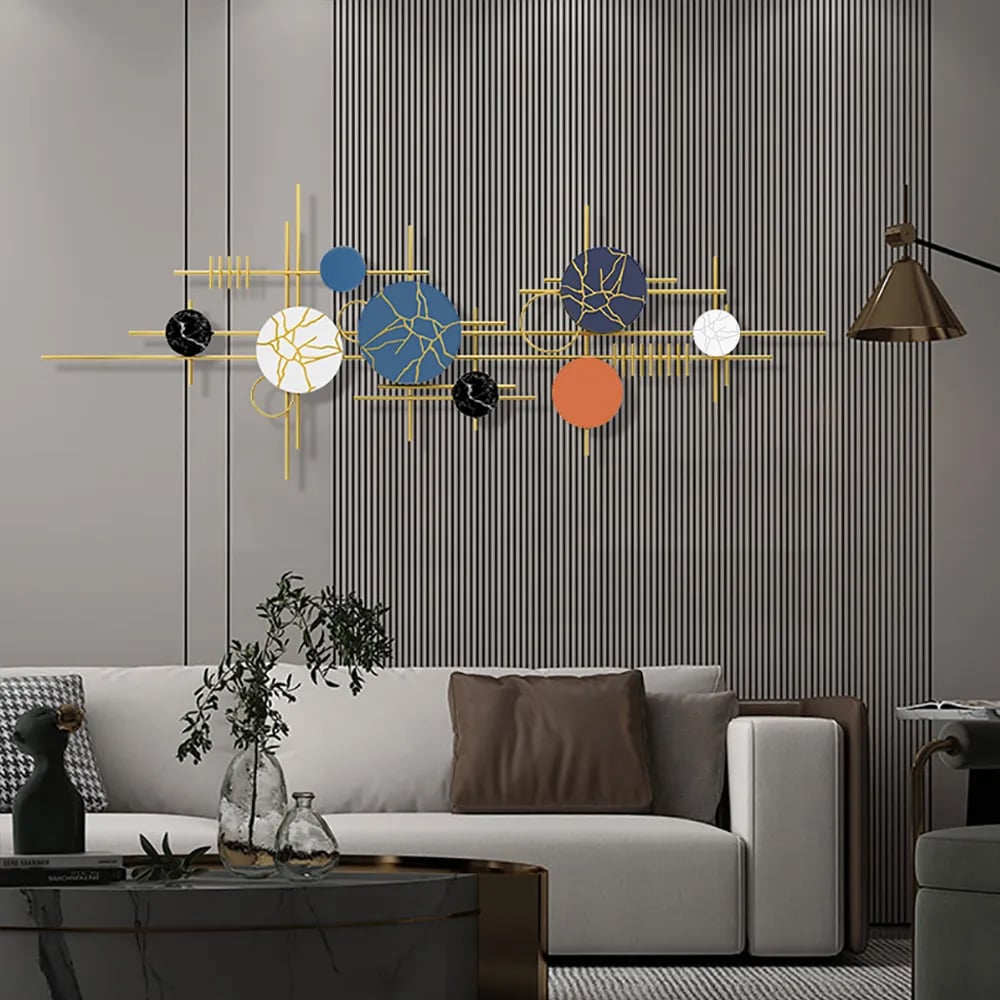 Oceny klientów dla 59" Nowoczesny geometryczny metalowy wystrój ścienny w wielokolorowej nakładającej się sztuce tła ściennego