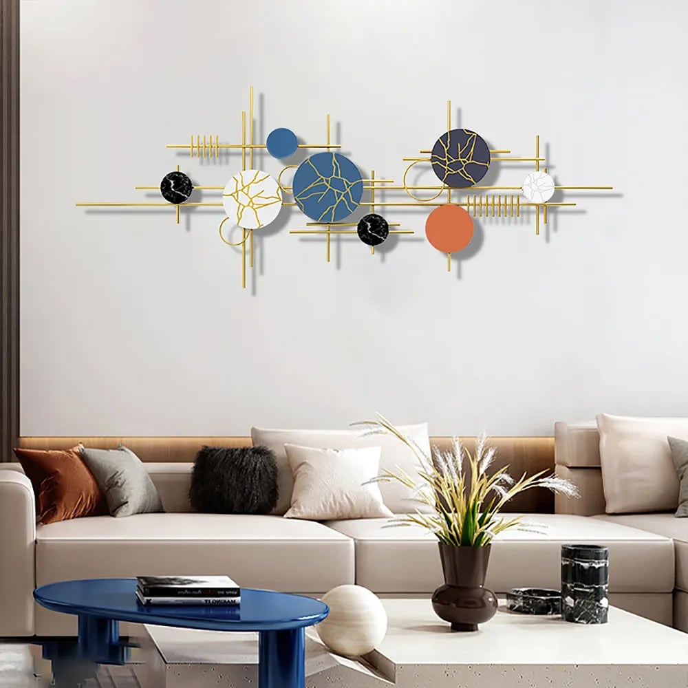 Oceny klientów dla 59" Nowoczesny geometryczny metalowy wystrój ścienny w wielokolorowej nakładającej się sztuce tła ściennego