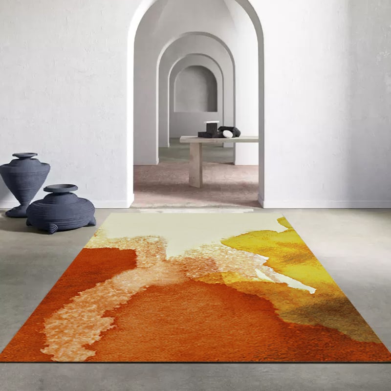 Avis Clients sur Tapis moderne en faux cachemire orange 1800 mm x 2700 mm pour salon et chambre