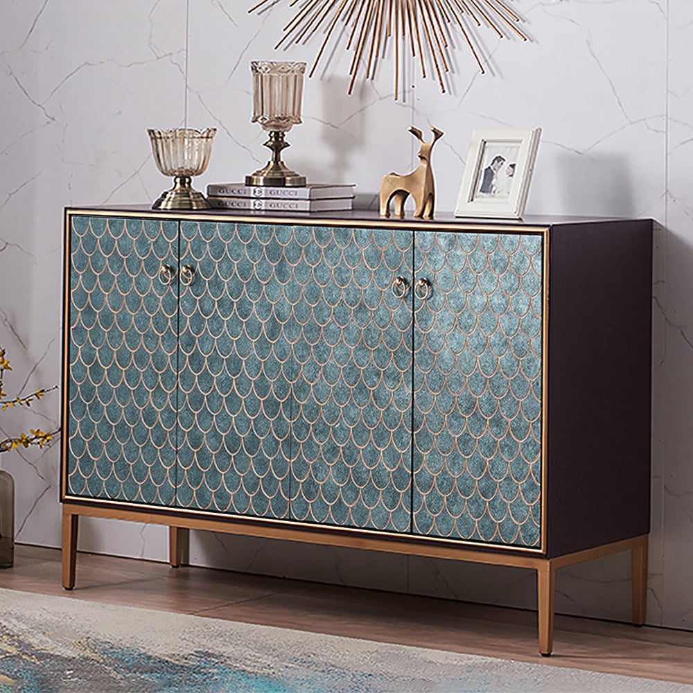 Questions and Answers for Modern Cabinet Scale Patterned Sideboard Buffet with Doors & Shelves in Large