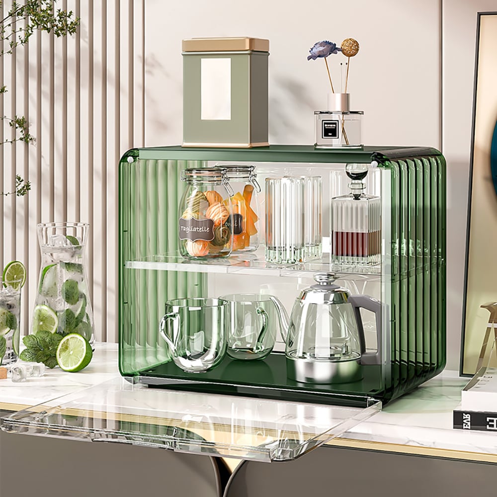 Customer Reviews for Modern 2-Tier Green & Transparent Desk Organizer Storage Rack Acrylic Adjustable Shelf