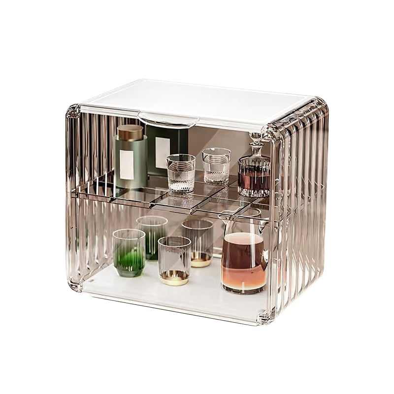 Questions and Answers for Modern 2-Tier White & Transparent Storage Rack Acrylic Storage Adjustable Shelf Small