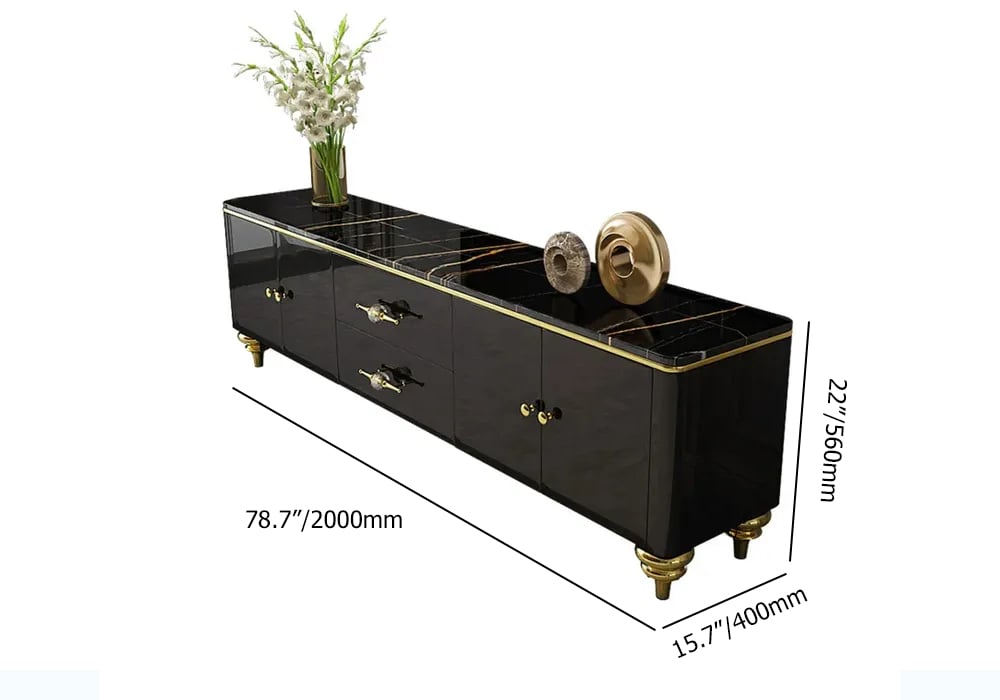 Chift Modern Black TV Stand 4-Door 2-Drawer Luxurious Media Console for TVs Up to 85" weights dimensions image