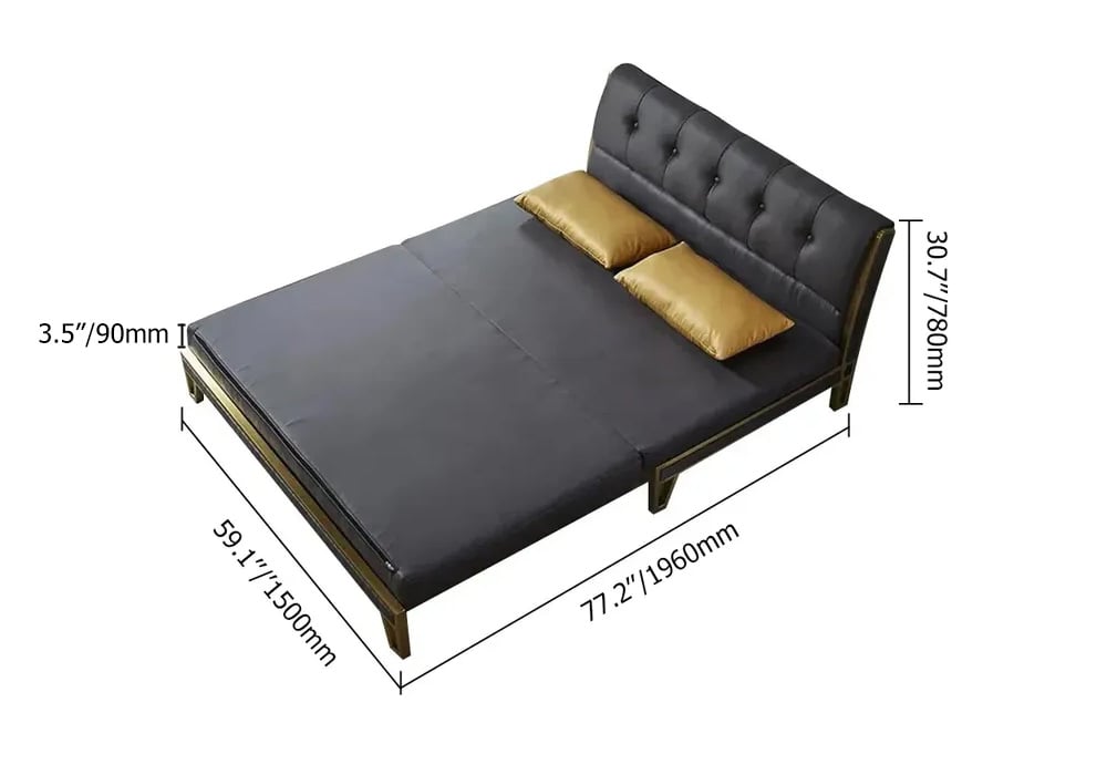 59" Queen 2-Seater Leath-aire Convertible Sleeper Sofa weights dimensions image