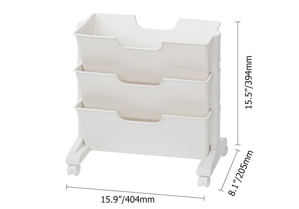 Modern 3-Tier Magazine Organizer Holder White Book Cart with Ample Open Storage weights dimensions image