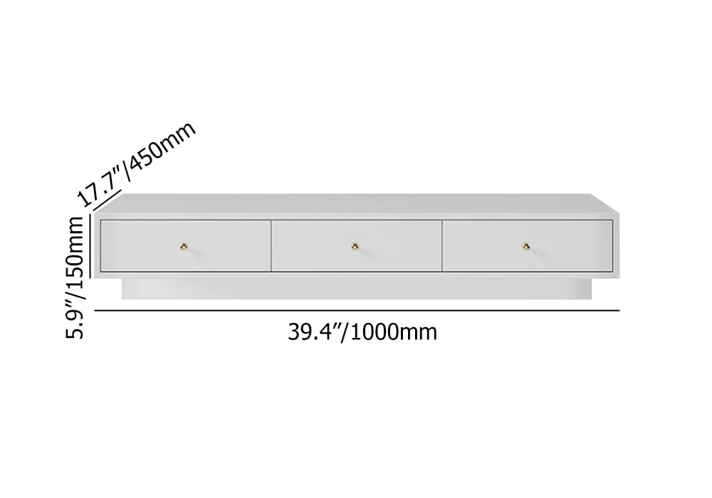 39.4'' Modern White Floating Desk with Drawers Wall Mounted Desk in Pine Wood Frame weights dimensions image