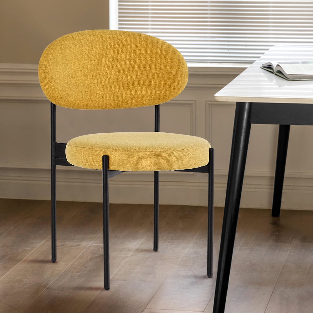 Customer Reviews for Modern Upholstered Dining Chairs Linen Side Chair (Set of 2) in Yellow