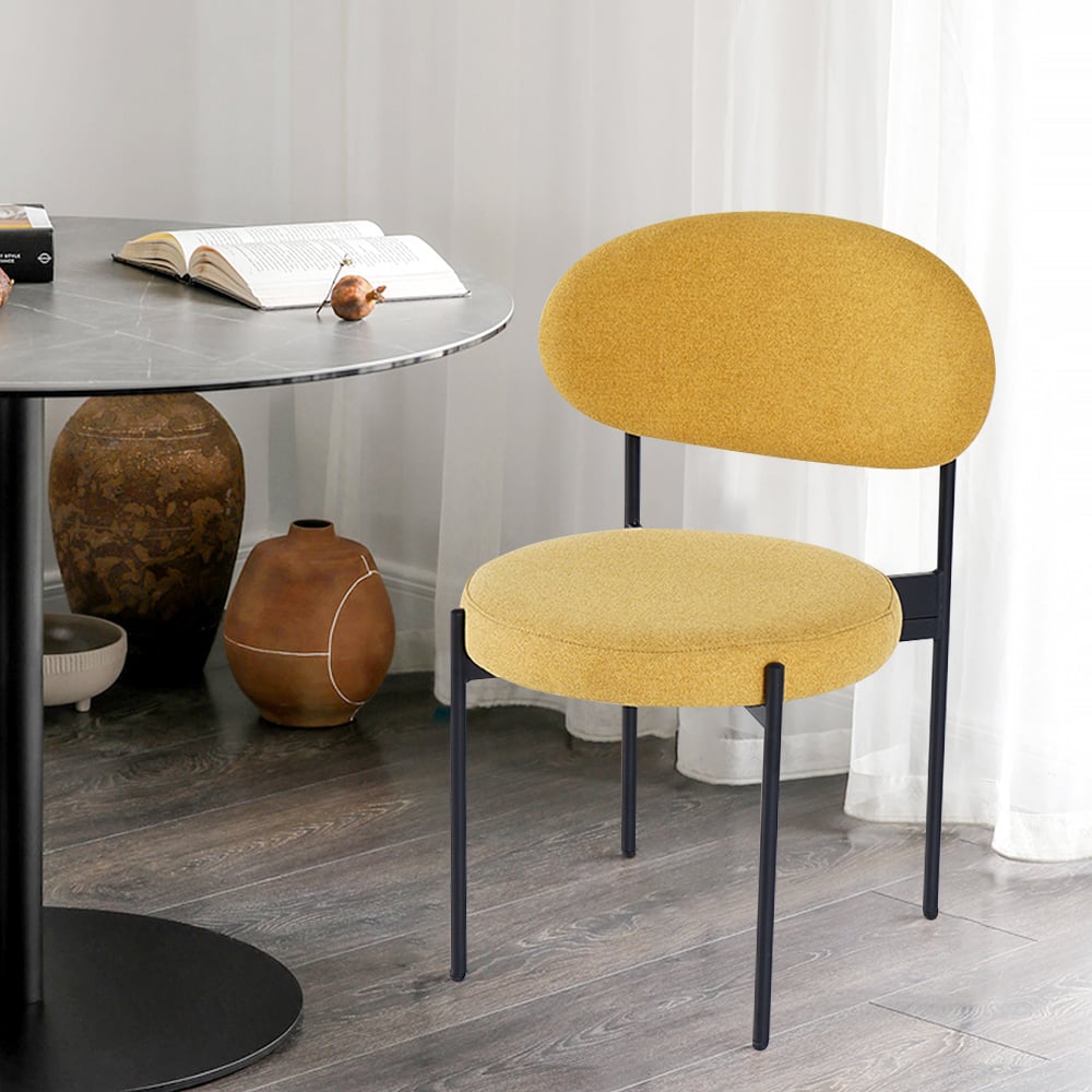 Customer Reviews for Modern Upholstered Dining Chairs Linen Side Chair (Set of 2) in Yellow