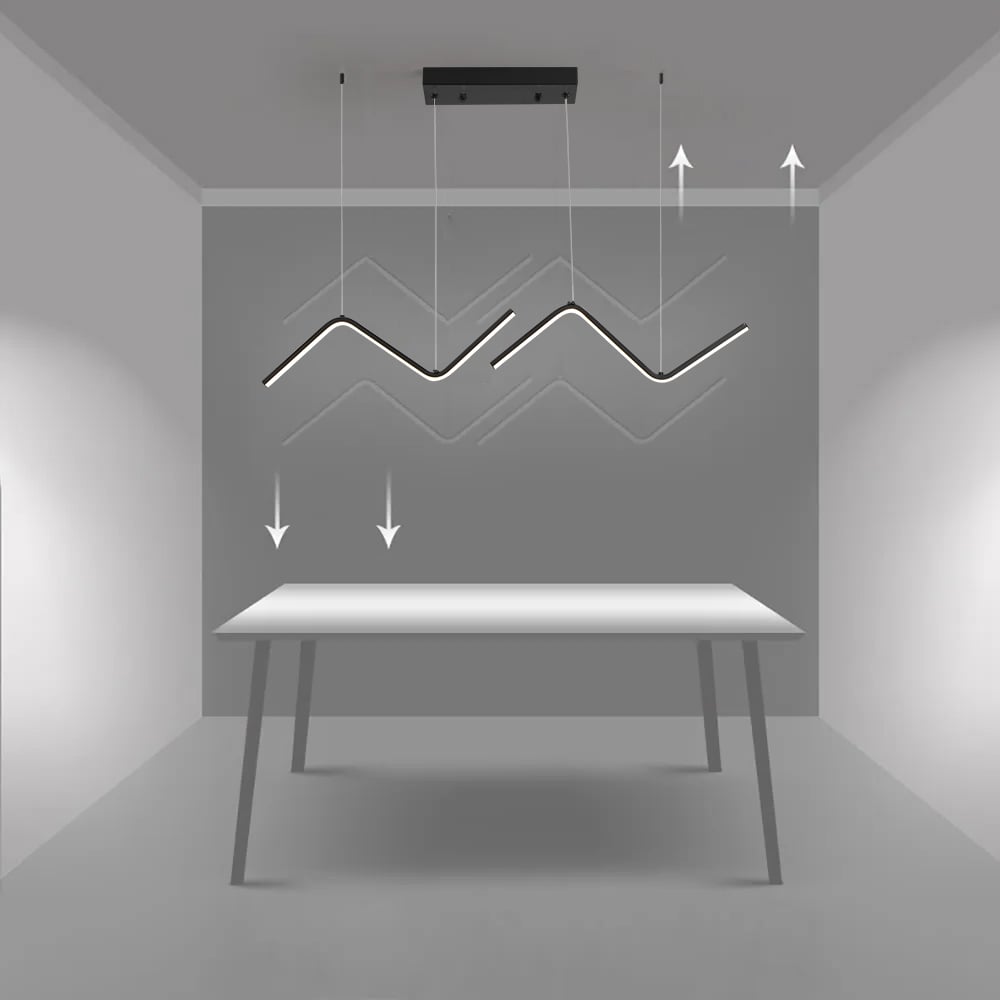 Preguntas y Respuestas para Luz de isla LED moderna Luz colgante lineal de cocina negra de 2 luces