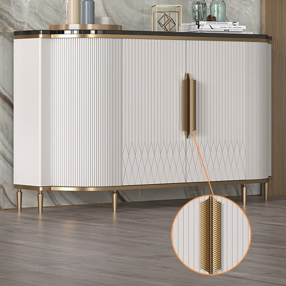 Customer Reviews for White Luxury 2-Door Sideboard Buffet Sintered Stone Top Modern Sideboard Cabinet in Gold