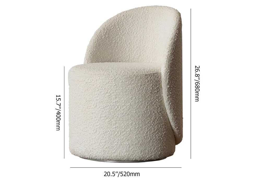Boucle Round Back Swivel Vanity Stool Accent Chair weights dimensions image