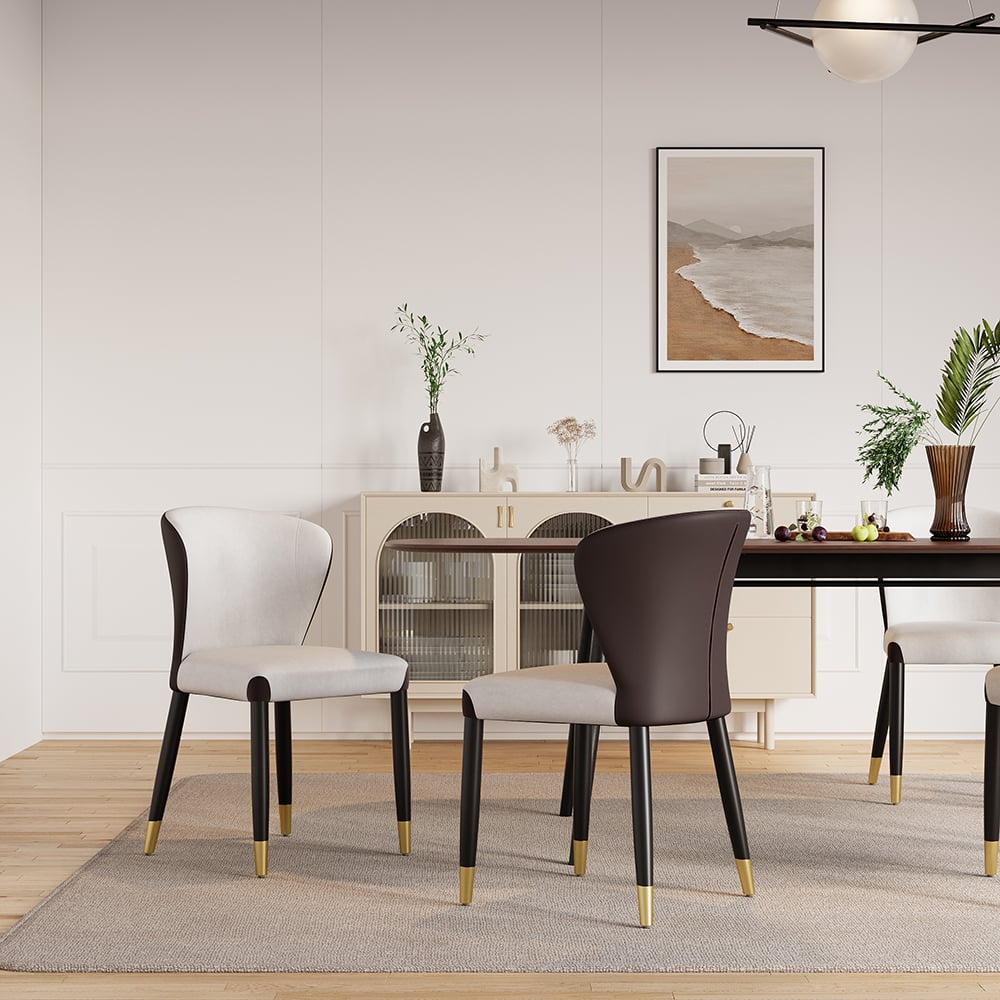 Questions et Réponses pour Ensemble de 2 chaises de salle à manger rembourrées en similicuir gris moderne