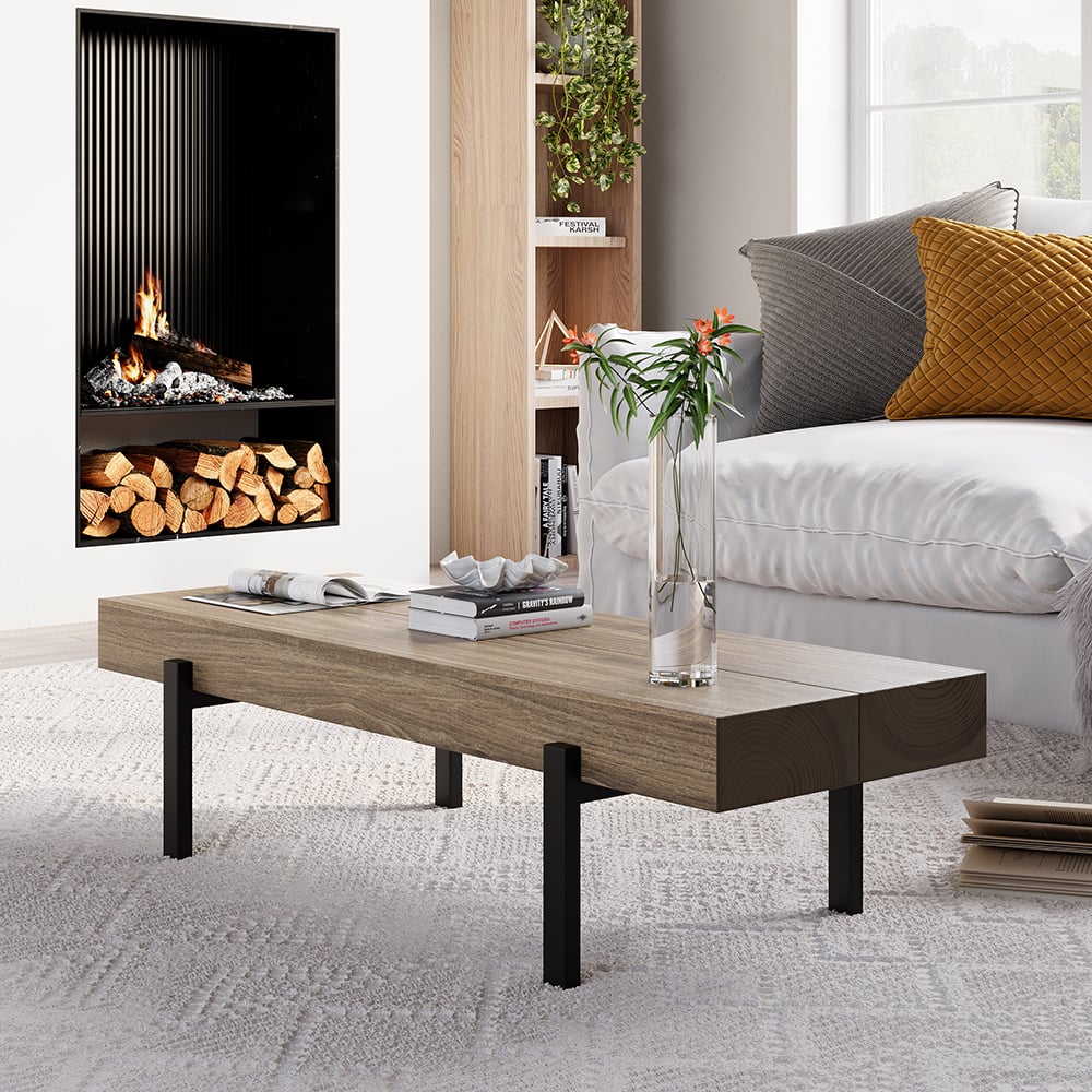 Questions and Answers for 1000mm Rustic Small Coffee Table Narrow Rectangular Cocktail Table Pine Wood Top