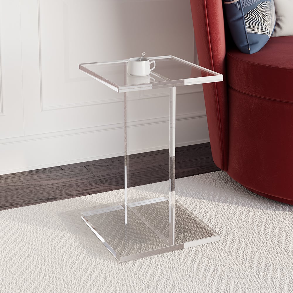 Questions and Answers for Square Clear Acrylic End Table Modern Side Table