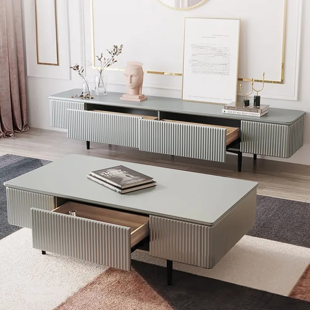 Recensioni dei clienti per Moderna credenza per TV, 1800 mm, grigia, con cassetti, console multimediale