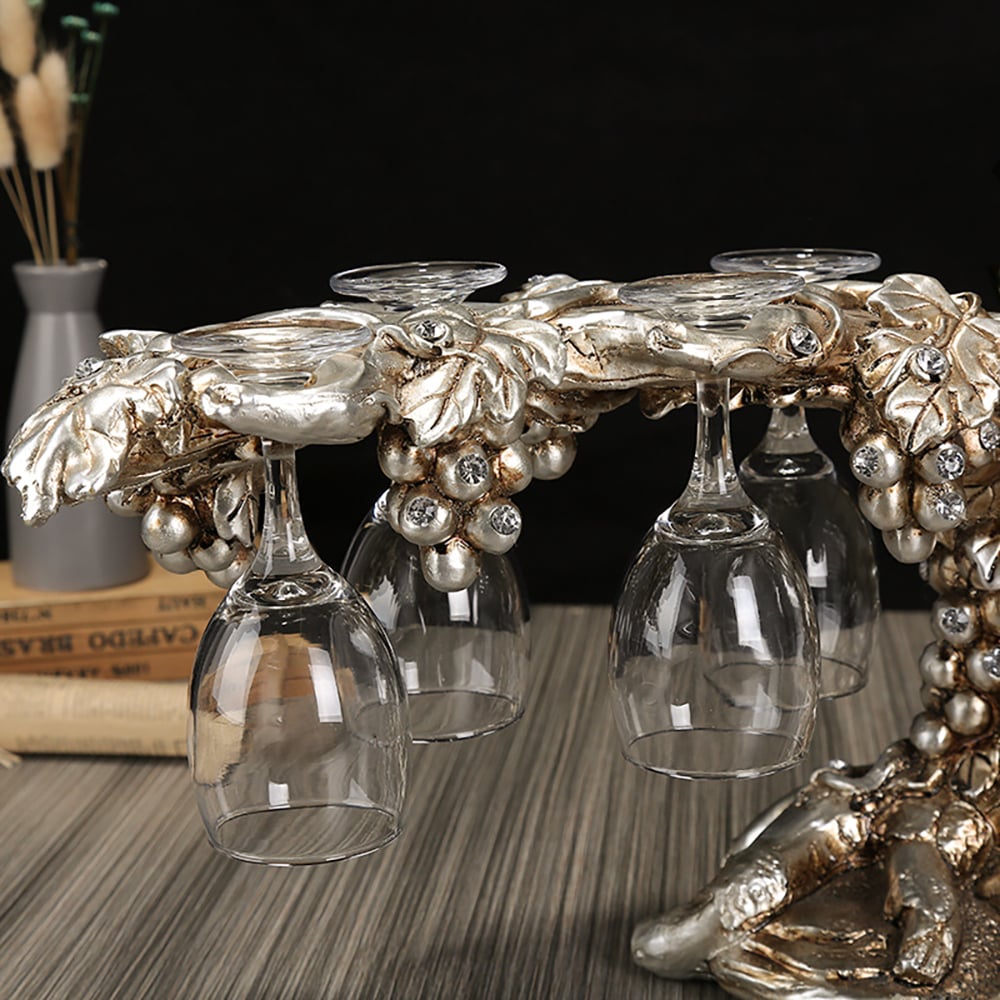 Questions et Réponses pour Étagère à verres à vin traditionnelle Grape Vines, porte-bouteilles de vin de table en argent vieilli