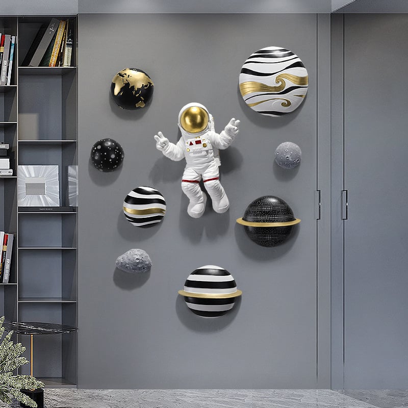 Kundenbewertungen für 9-teiliges Art Deco Astronaut Planet Wanddekor zum Aufhängen von Personen aus Kunstharz, Statuen-Set