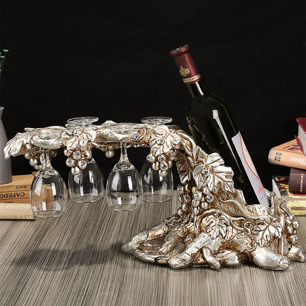 Questions et Réponses pour Étagère à verres à vin traditionnelle Grape Vines, porte-bouteilles de vin de table en argent vieilli
