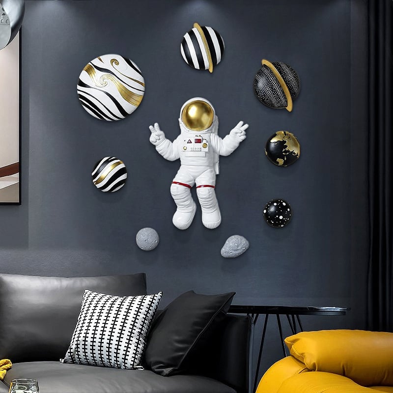 Kundenbewertungen für 9-teiliges Art Deco Astronaut Planet Wanddekor zum Aufhängen von Personen aus Kunstharz, Statuen-Set