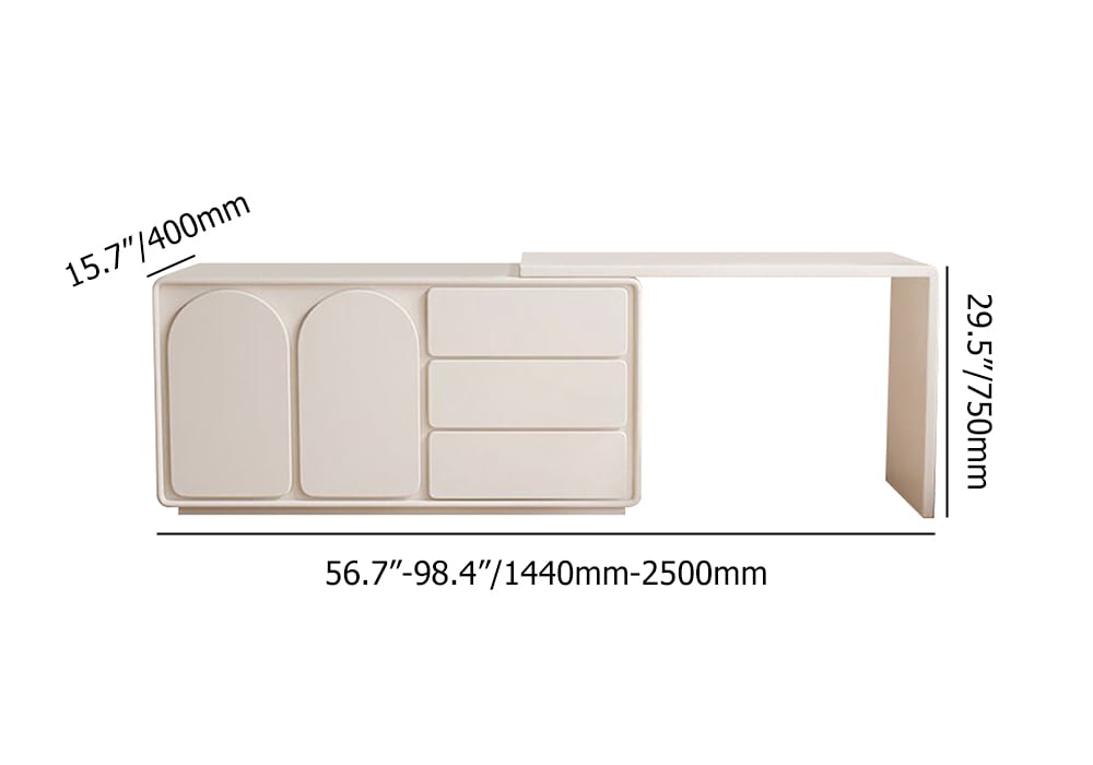 Arem modern off-white dressing table, retracted dressing table, beauty salon with drawers weights dimensions image