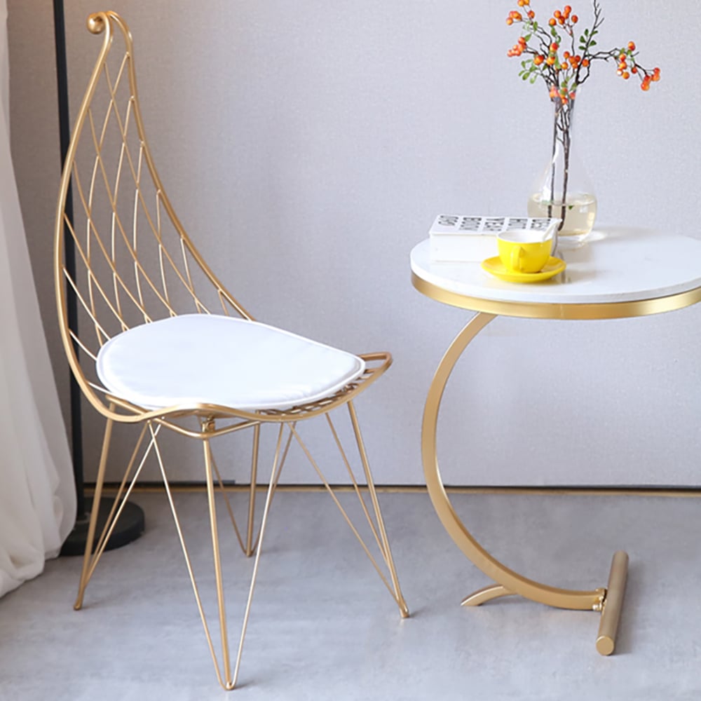 Questions and Answers for Glam Metal Dining Chair Hollow with PU Leather Cushion in Gold Finish Chair