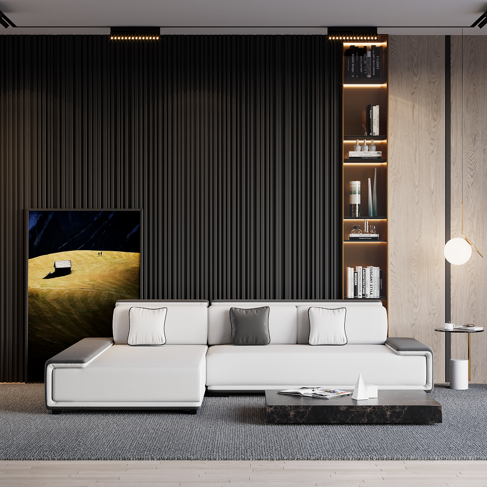 Questions et Réponses pour Canapé sectionnel d'angle modulaire moderne Doart en coton et lin, 4 places, 2850 mm, en forme de L