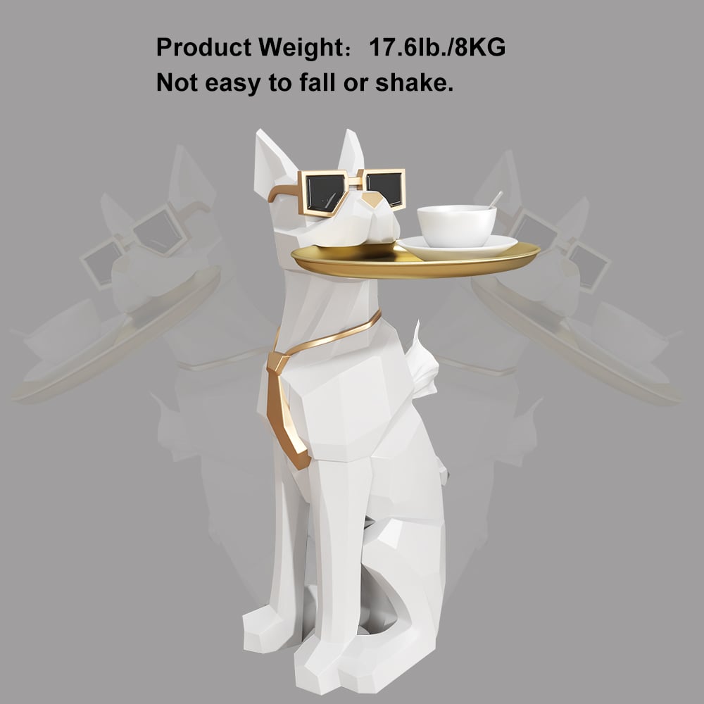 Dog Sculpture Resin Side Table with Tray Top & Tissue Box highlight image