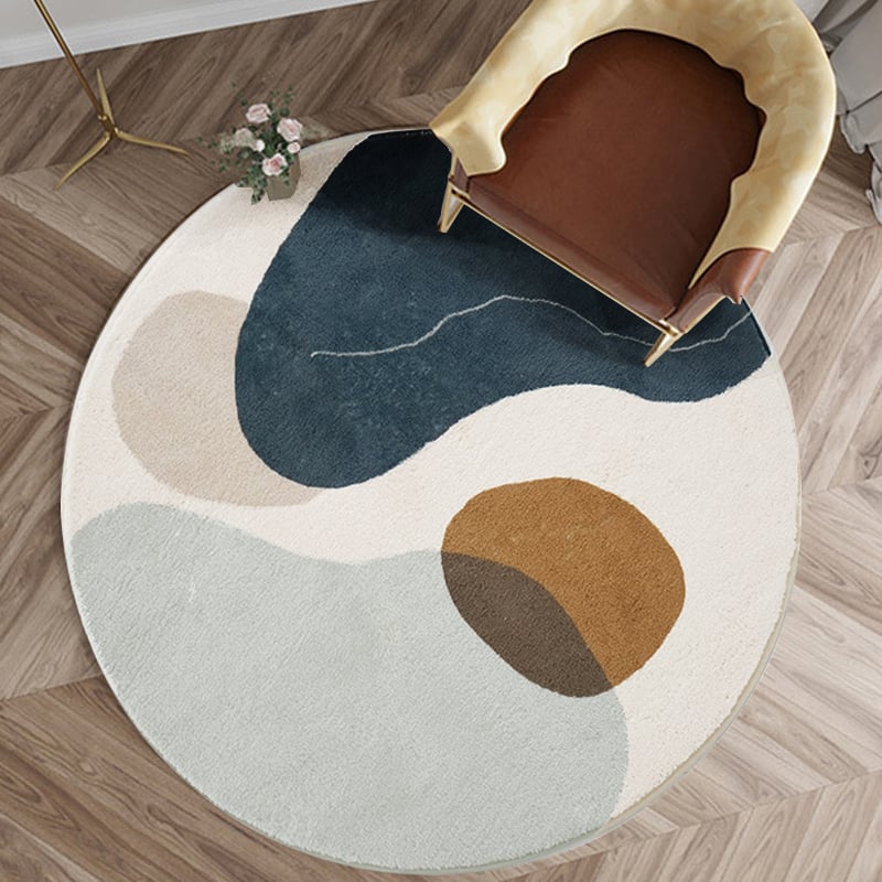 Vragen en antwoorden voor Modern rond vloerkleed van imitatie kasjmier, abstract veelkleurig schilderij, woonkamertapijt
