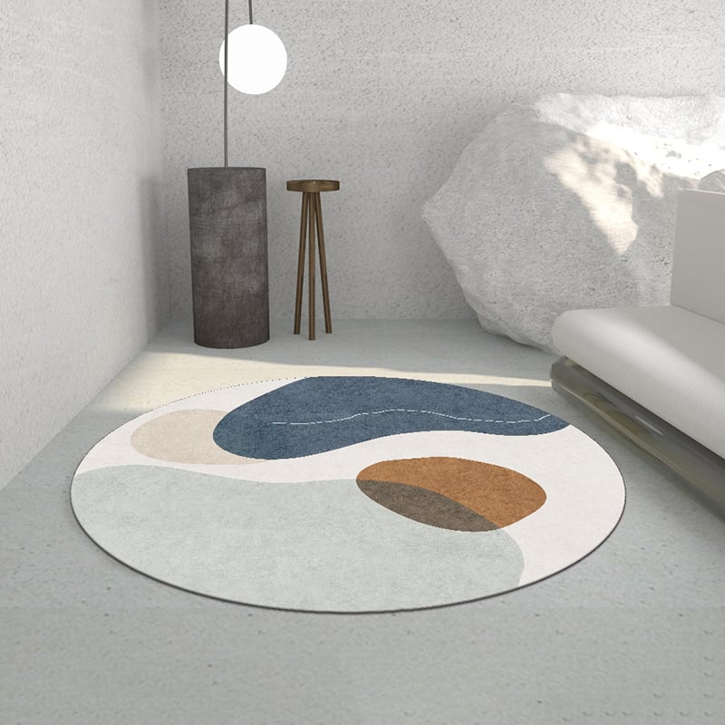 Vragen en antwoorden voor Modern rond vloerkleed van imitatie kasjmier, abstract veelkleurig schilderij, woonkamertapijt