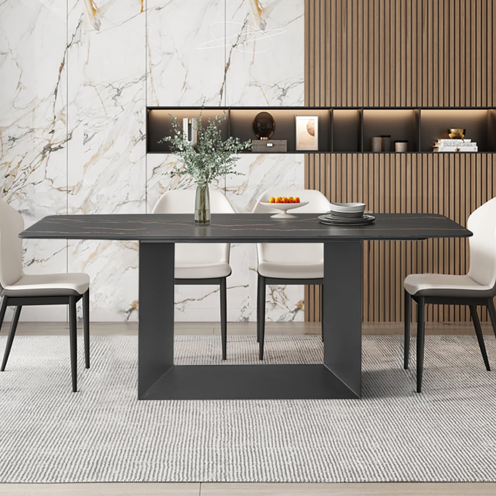 Customer Reviews for 2000mm Modern Rectangle Stone Dining Table in Black