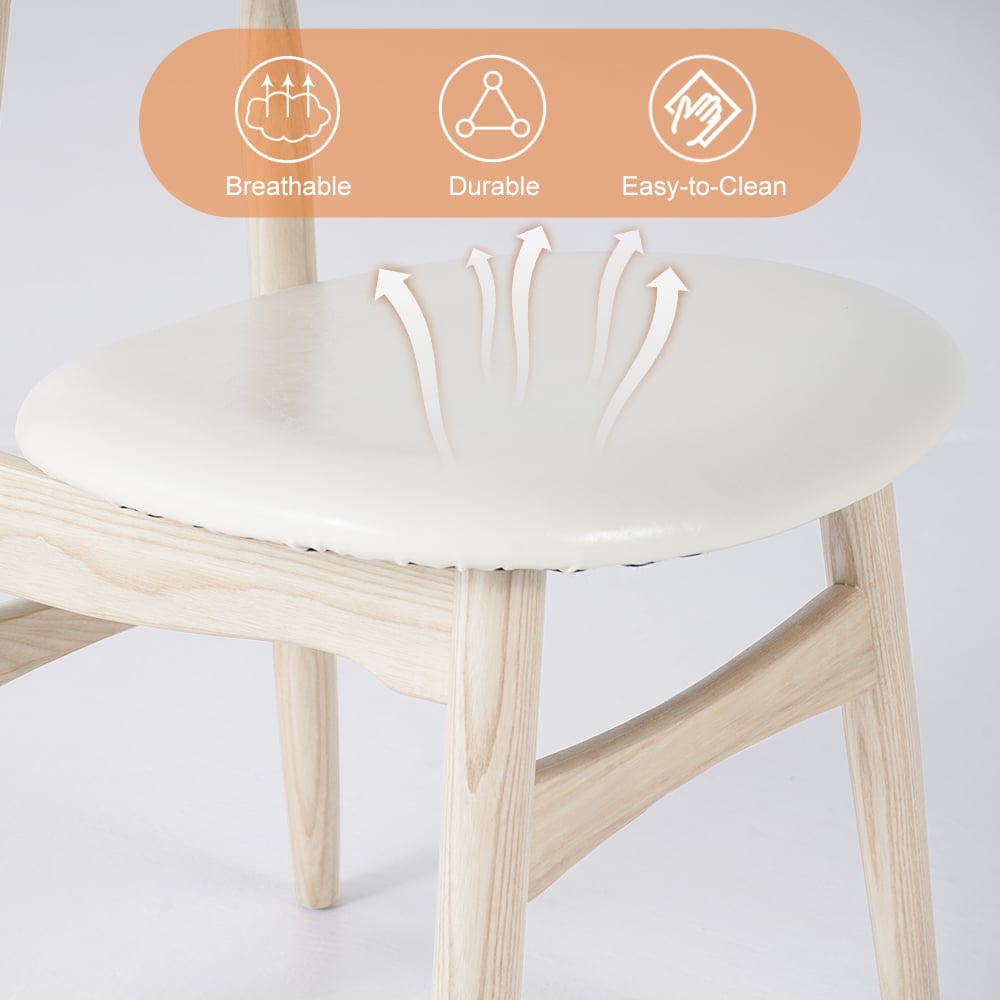 Otázky a odpovědi pro Japonandi Moderní dřevěná jídelní židle s čalouněním z umělé kůže bílá