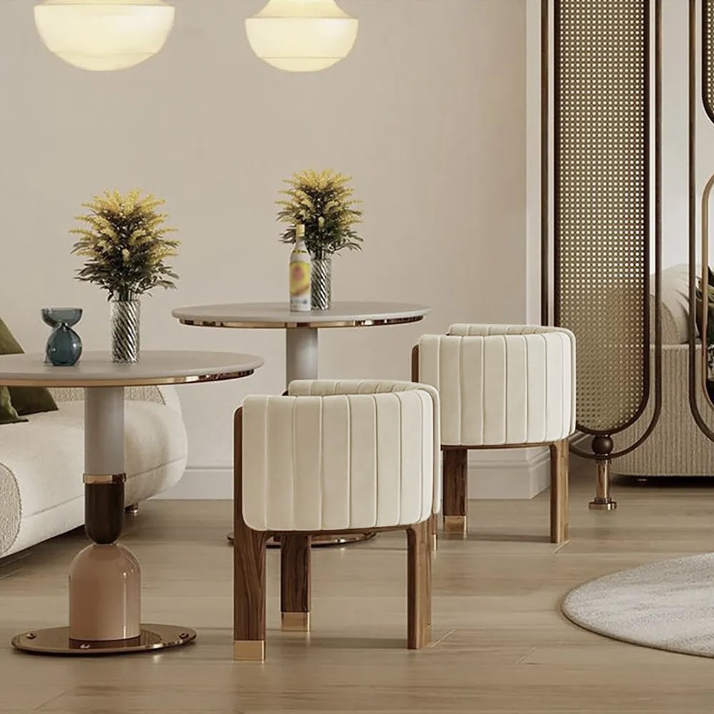 Questions and Answers for Velvet Fluted Upholstered Accent Chair with Wood Frame Set of 2