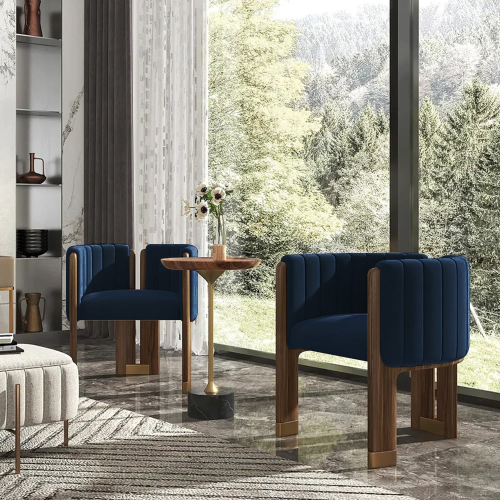 Customer Reviews for Velvet Fluted Upholstered Accent Chair with Wood Frame Set of 2