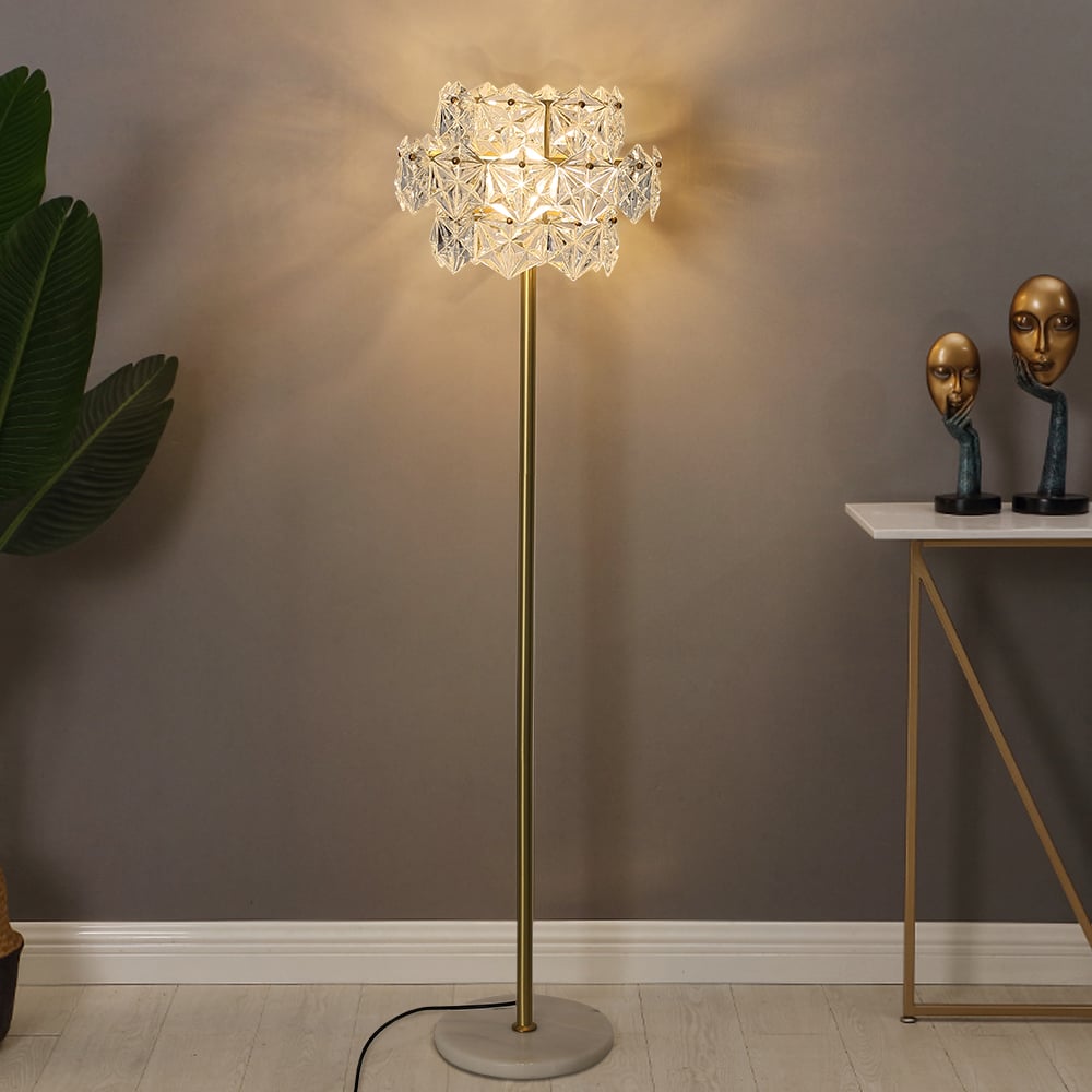 Customer Reviews for Glam 3-Light Gold Plug-in Brass Standing Floor Lamp with Marble Base for Living Room